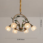 Modern Art Deco Iron Lacquered Ring Tulip Glass Crystal Shade 6/8-light Chandelier for Living Room BulbSquare
