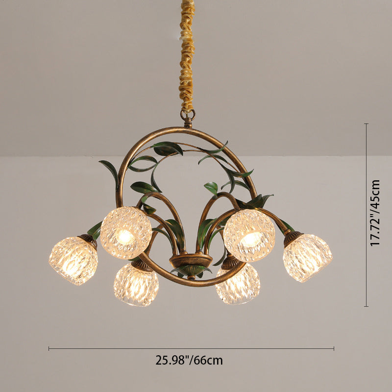 Modern Art Deco Iron Lacquered Ring Tulip Glass Crystal Shade 6/8-light Chandelier for Living Room BulbSquare