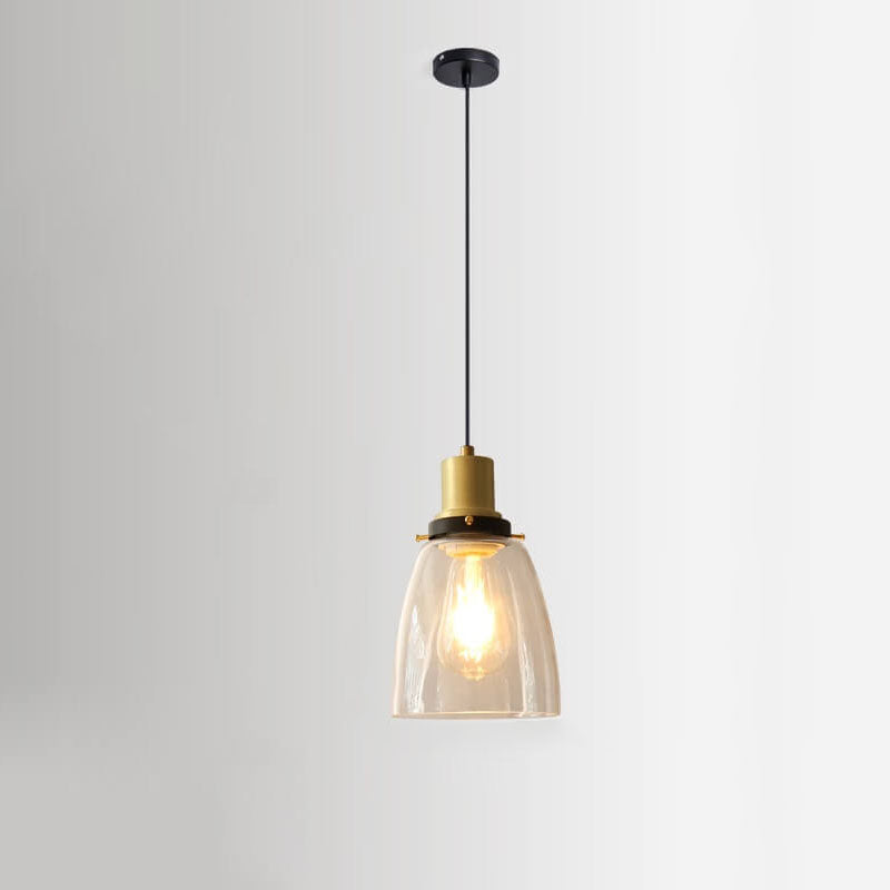 Vintage Minimalist Semi-circular Cone Cup Iron Glass 1-light Pendant Light BulbSquare