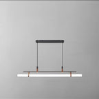 Modern Minimalist Long Strip Iron Acrylic Faux Leather LED Island Light Chandelier For Living Room & Dining Room Lumendat