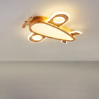 Lumendat Contemporary Creative Woodgrain Cartoon Animal Bee Aircraft Acrylic LED Kids Flush Mount Ceiling Light For Living Room Lumendat