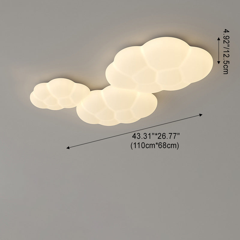 Contemporary Scandinavian Iron PE Cloud Shade LED Flush Mount Ceiling Light For Bedroom Lumendat