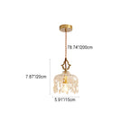 Modern Art Deco Brass Checkered Glass Shade Crystal Beads 1-light Pendant Light for Living Room