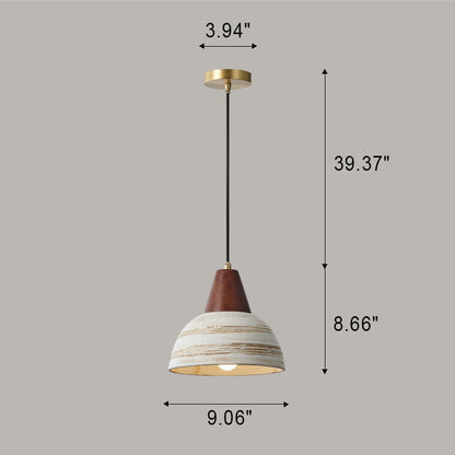 Nordic Japanese Walnut Ceramic Dome 1-Light Pendant Light