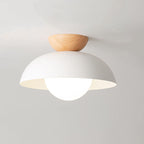 Contemporary Nordic Round Dome Iron Glass 1-light Semi-flush Mount Ceiling Light for Living Room & Bedroom BulbSquare