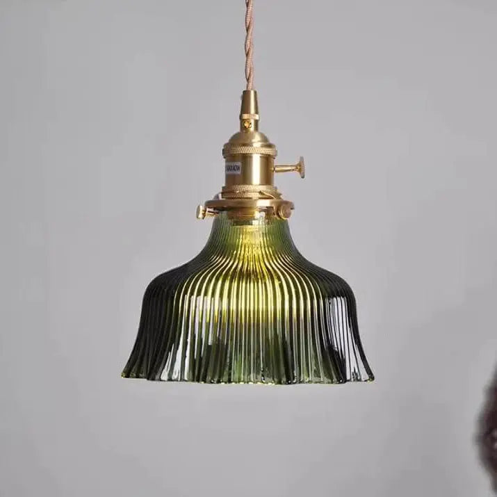 Nordic Modern Minimalist Flower Copper Walnut Glass 1-light Pendant Light Lumendat