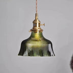 Nordic Modern Minimalist Flower Copper Walnut Glass 1-light Pendant Light Lumendat