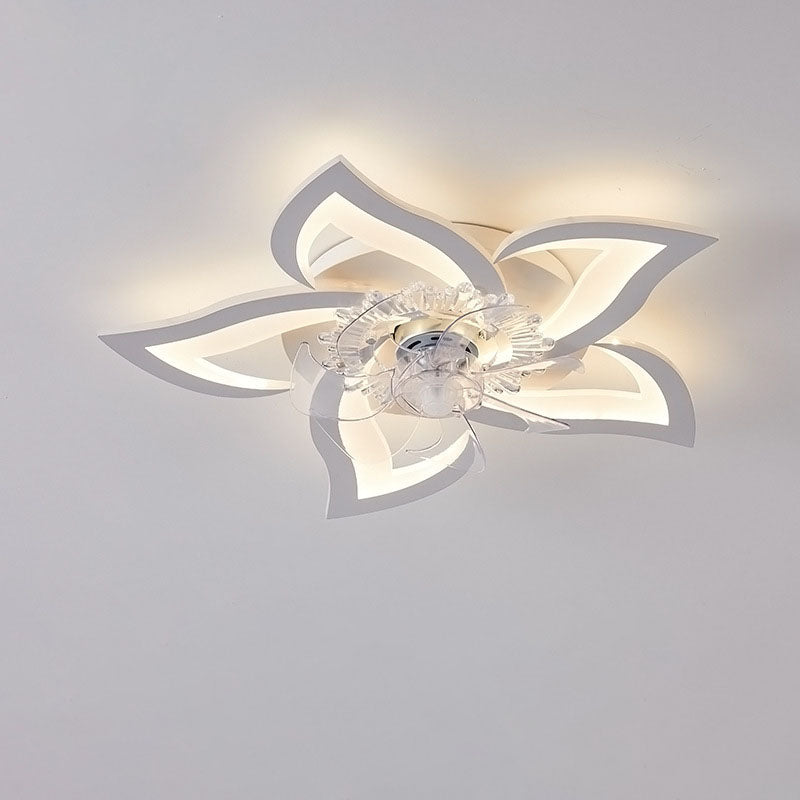 Scandinavian Modern Luxury Flower Iron Acrylic Plastic LED Flush Mount Ceiling Fan Light Lumendat