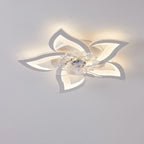 Scandinavian Modern Luxury Flower Iron Acrylic Plastic LED Flush Mount Ceiling Fan Light Lumendat