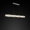 Modern Simplicity Stainless Steel Crystal Strip LED Island Light Pendant Light for Dining Room BulbSquare
