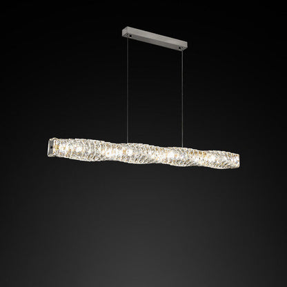 Modern Simplicity Stainless Steel Crystal Strip LED Island Light Pendant Light for Dining Room