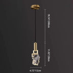 Modern Luxury Copper Irregular Crystal Stone LED Pendant Light for Living Room BulbSquare