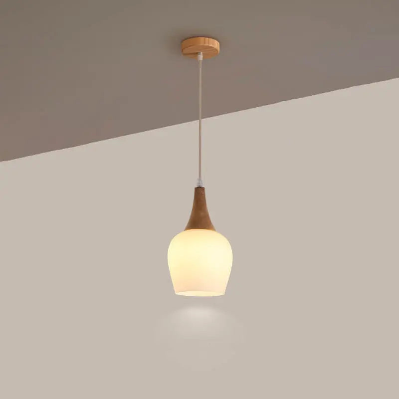 Nordic Solid Wood Glass White Bottle Island Light 1/3 Light Chandelier Lumendat