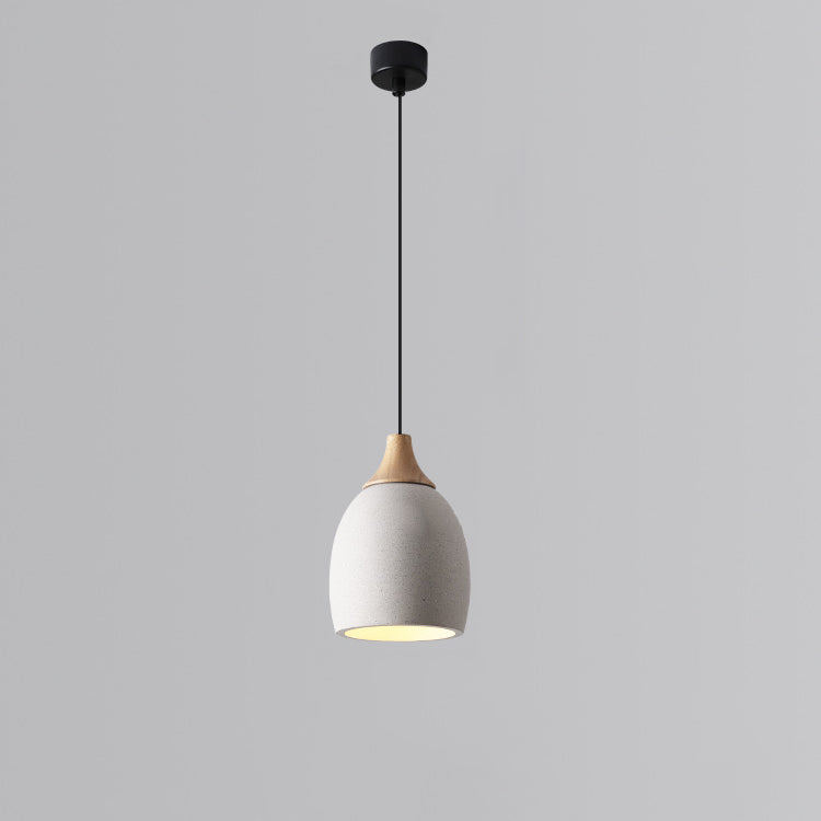 Traditional Japanese Cement Solid Wood Circle 1-light Pendant Light for Dining Room BulbSquare