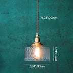Traditional Vintage Round Wavy Glass Copper 1-light Drum Pendant Light for Living Room BulbSquare