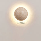 Traditional Japanese Round Yellow Travertine Wabi-Sabi LED Wall Sconce Lamp For Hallway Lumendat