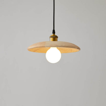 Nordic Modern Minimalist Solid Wood Disc 1-light Pendant Light