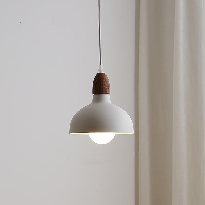 Traditional Japanese Solid Wood Dome Round Hardware 1-Light Pendant Light For Living Room Lumendat