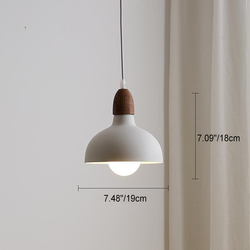 Traditional Japanese Solid Wood Dome Round Hardware 1-Light Pendant Light For Living Room Lumendat