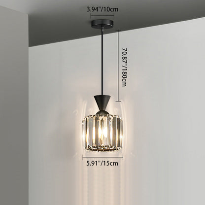 Contemporary Luxury Radiant Prismatic Clear Crystal Shade 1-light Pendant Light for Living Room