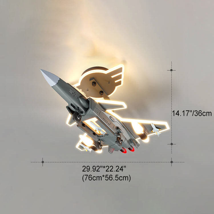 Lumendat Contemporary Creative Hardware Resin Children's Aircraft LED Semi-Flush Mount Ceiling Light For Bedroom Lumendat