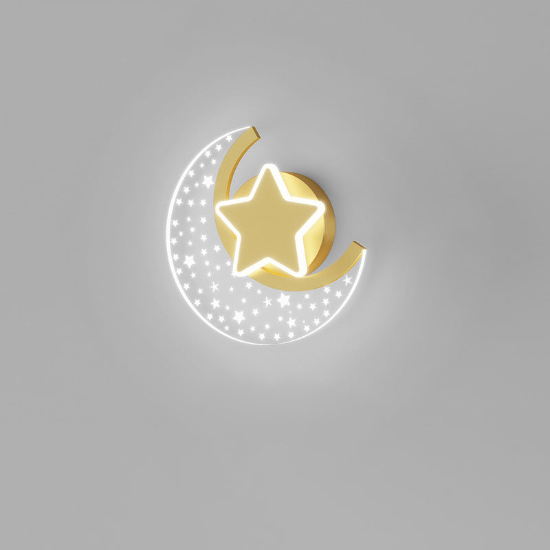 Lumendat Contemporary Creative Kids Star Moon Acrylic Aluminum Iron LED Wall Sconce Lamp For Bedroom Lumendat