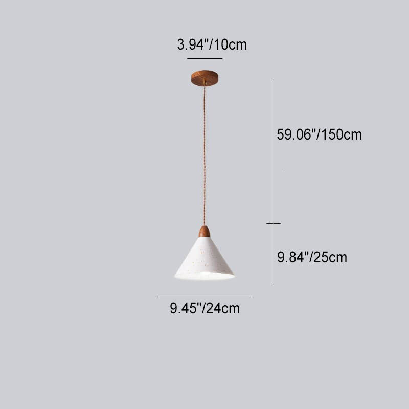 Modern Minimalist Cone Iron Solid Wood Grain 1-Light Pendant Light For Living Room
