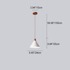 Modern Minimalist Cone Iron Solid Wood Grain 1-Light Pendant Light For Living Room