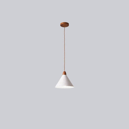 Modern Minimalist Cone Iron Solid Wood Grain 1-Light Pendant Light For Living Room
