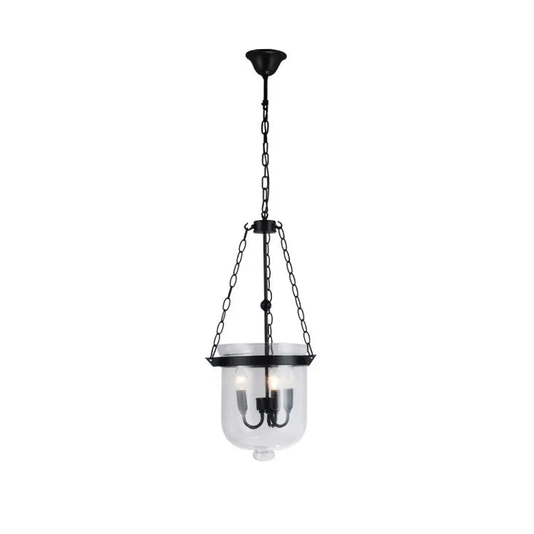 Traditional Rustic Round Glass Bucket Iron Candelabra 3-light Chandelier for Living Room Lumendat