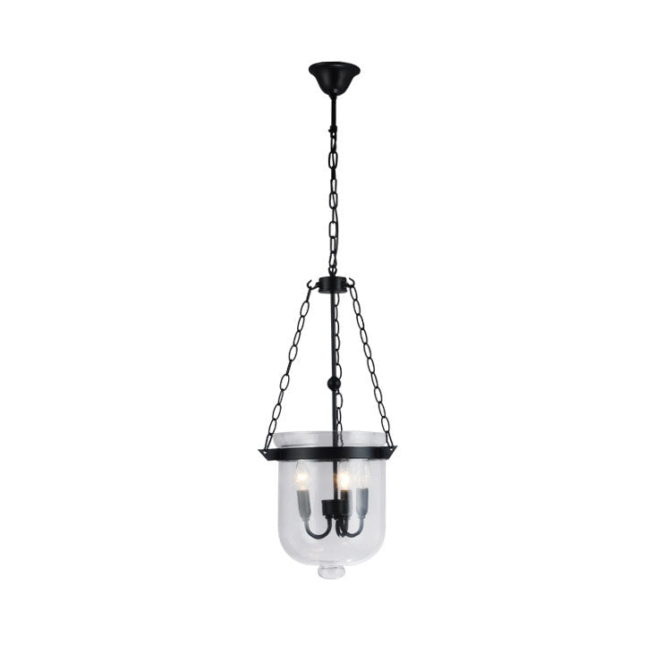 Traditional Rustic Round Glass Bucket Iron Candelabra 3-light Chandelier for Living Room
