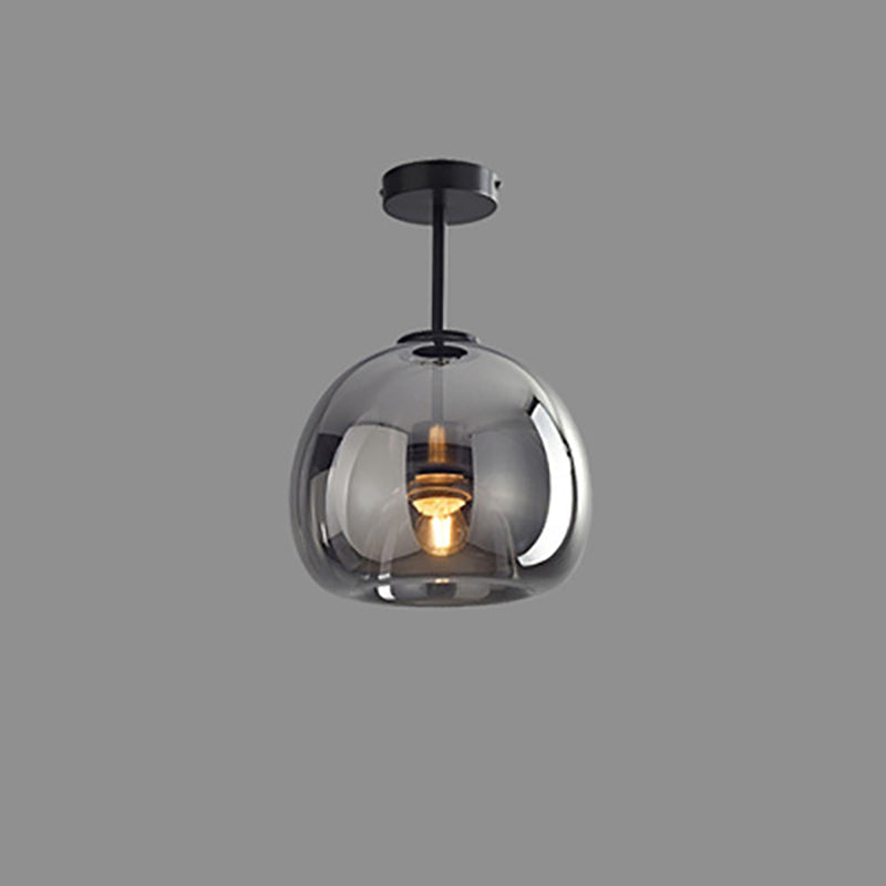 Nordic Light Luxury Round Glass Ball 1-Light Semi-Flush Mount Ceiling Light Lumendat