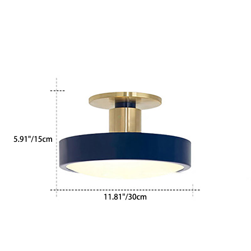 Contemporary Scandinavian Metal Acrylic Round LED Semi-flush Mount Ceiling Light for Hallway