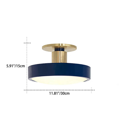 Contemporary Scandinavian Metal Acrylic Round LED Semi-flush Mount Ceiling Light for Hallway