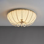 Modern Art Deco Pumpkin Half Round Iron Crystal LED Flush Mount Ceiling Light for Bedroom