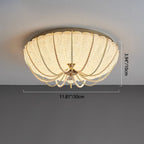 Modern Art Deco Pumpkin Half Round Iron Crystal LED Flush Mount Ceiling Light for Bedroom