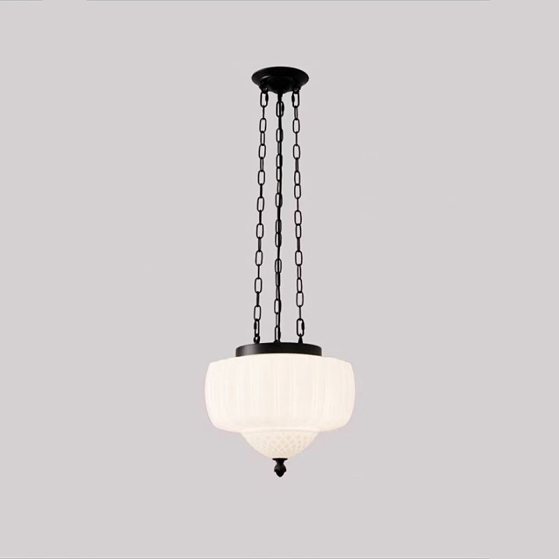 Modern Minimalist Cream Lantern Iron Glass 3-light Pendant Light for Living Room