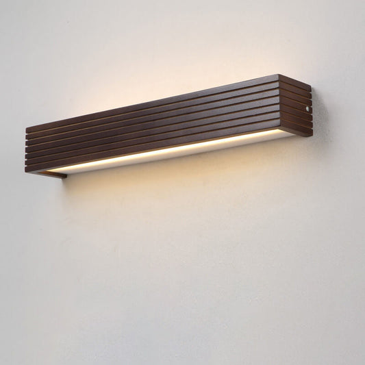 Modern Chinese Walnut Square Bar Vanity LED Wall Sconce Lamp