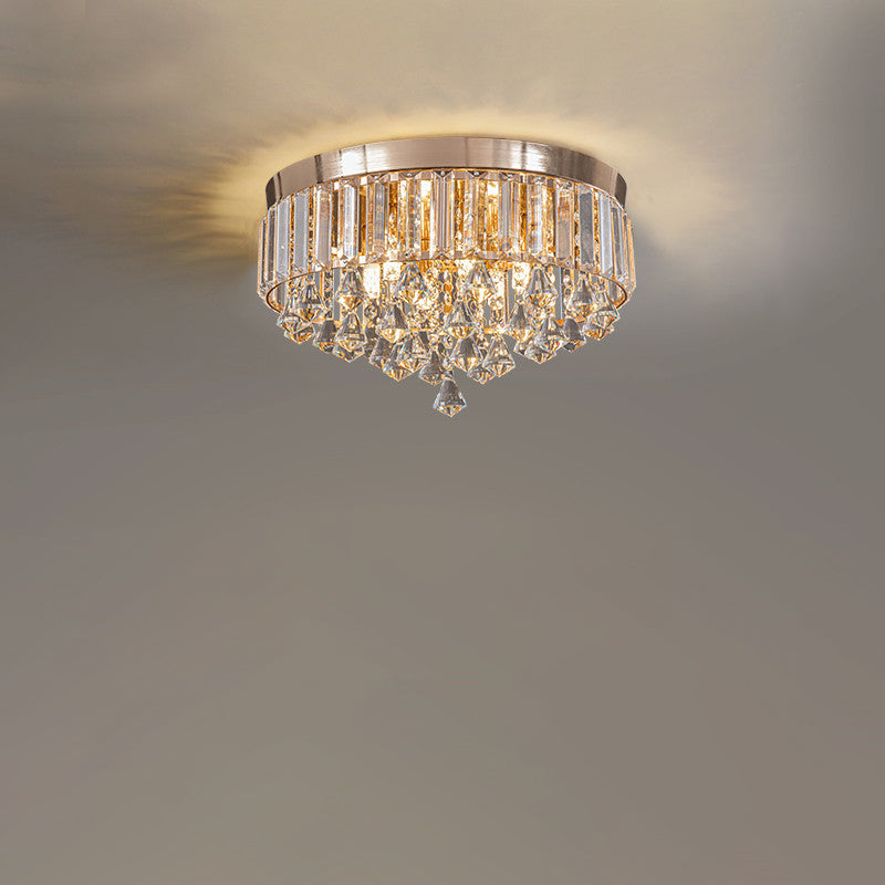 Modern Luxury Round Iron Crystal Beads 6/9-Light Flush Mount Ceiling Light For Living Room Lumendat