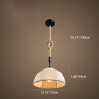 Traditional Rustic Fabric Semicircle Lampshade 1-light Pendant Light for Dining Room BulbSquare