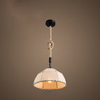 Traditional Rustic Fabric Semicircle Lampshade 1-light Pendant Light for Dining Room BulbSquare