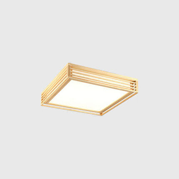Nordic Solid Wood Square LED Japanese Tatami Flush Mount Ceiling Light BulbSquare