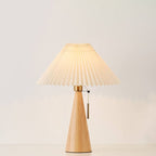 Japanese Minimalist Vintage Pleated Wooden Fabric LED Table Lamp Lumendat