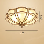 European Light Luxury Floral Copper Glass 3/4/6-Light Flush Mount Lighting
