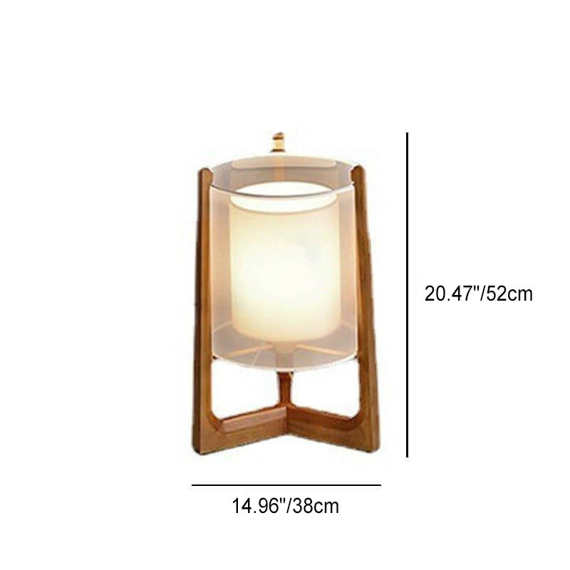 Traditional Japanese Solid Wood Brass Fabric Column 1-Light Standing Floor Lamp For Living Room And Bedroom Lumendat