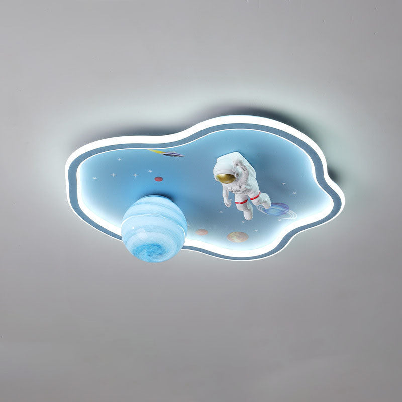 Lumendat Contemporary Creative Cartoon Planet Spaceman Acrylic LED Kids Flush Mount Ceiling Light For Living Room Lumendat