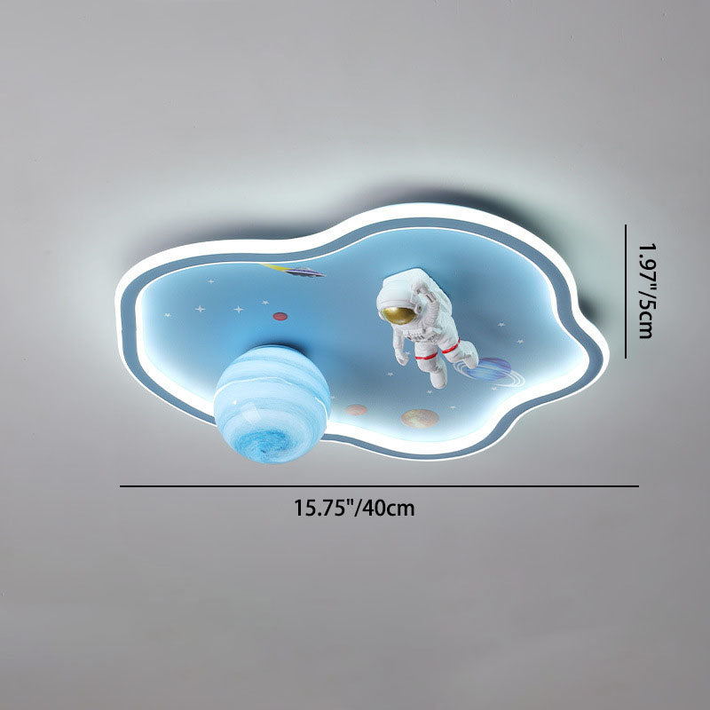 Lumendat Contemporary Creative Cartoon Planet Spaceman Acrylic LED Kids Flush Mount Ceiling Light For Living Room Lumendat