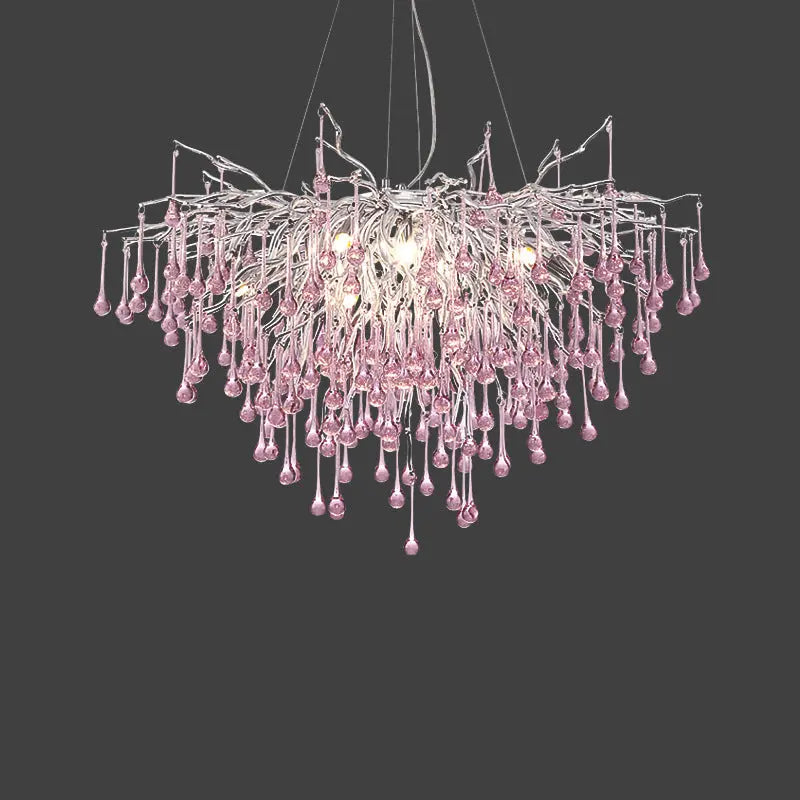 Modern Luxury Crystal Glass Aluminum Branch Water Drop 6/8/10/14 Chandeliers for Dining Room Lumendat