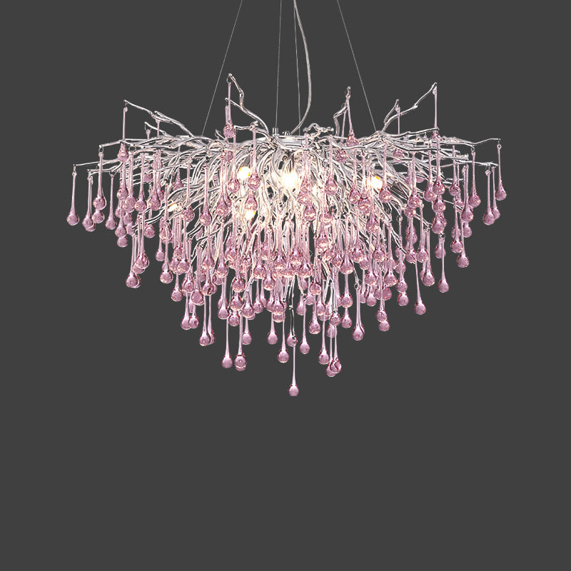 Modern Luxury Crystal Glass Aluminum Branch Water Drop 6/8/10/14 Chandeliers for Dining Room