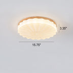 Japanese Minimalist Round Wood Acrylic LED Flush Mount Lighting Lumendat